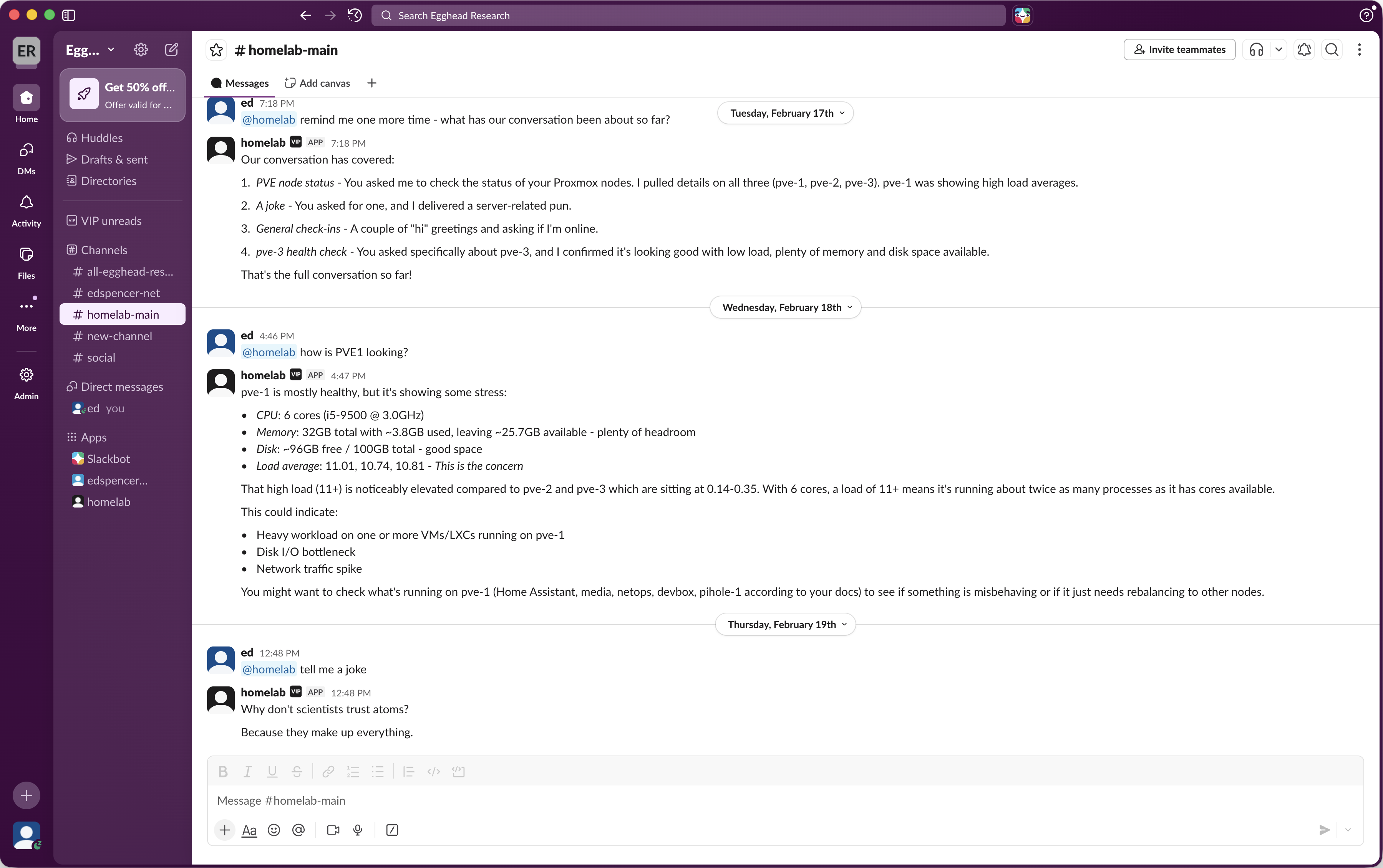 Slack conversation with a herdctl agent